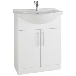 Kartell Impakt 650mm Gloss White 2 Door Floor Standing Vanity Unit With ...