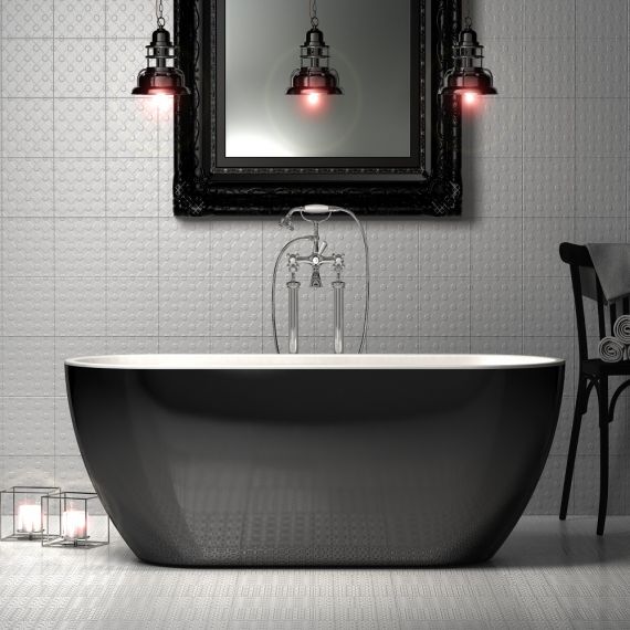 Charlotte Edwards Belgravia Gloss Black 1690x730 Freestanding Bath Tub CE11027-GB
