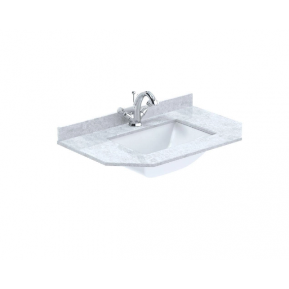 Bayswater Victrion 750mm Angled Marble Top 1 Tap Hole White BCT751W